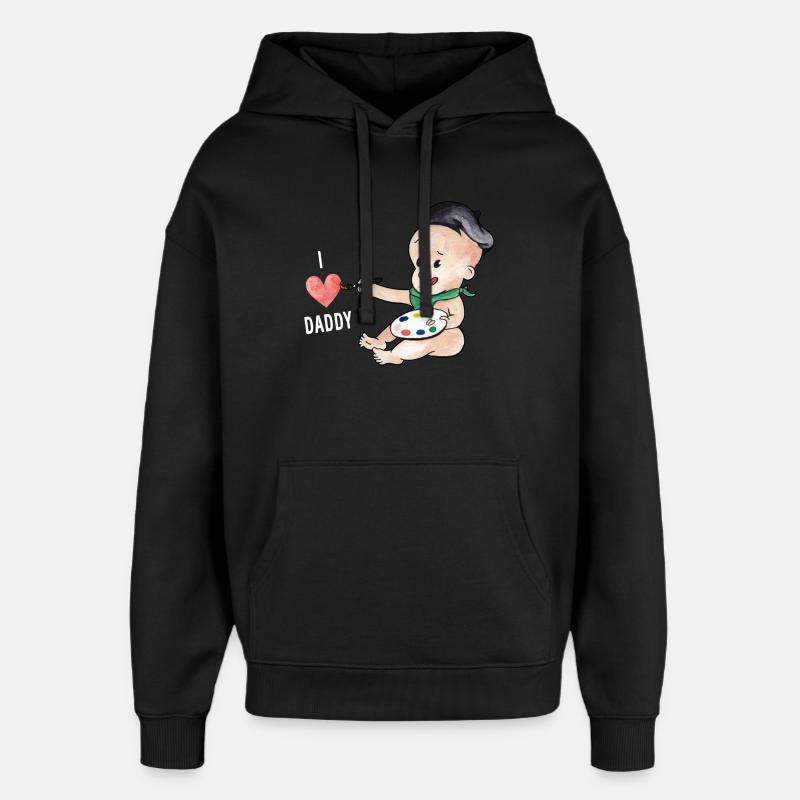 Le bébé aime papa - Sweat à capuche unisexe Stanley/Stella Oversized - noir