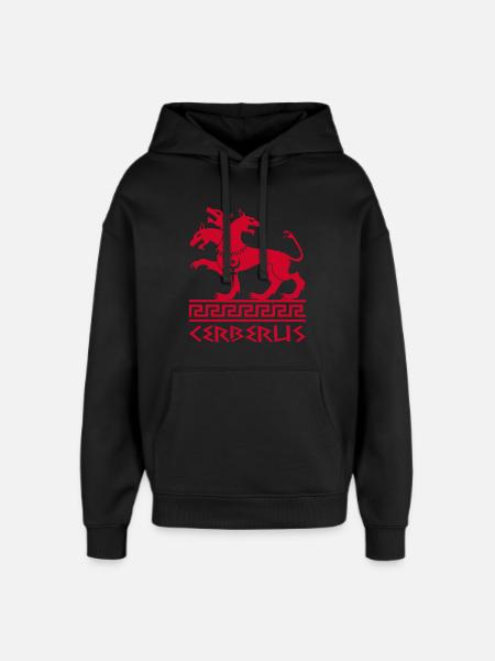 Red cerberus dog - Oversized Unisex Hoodie by Stanley/Stella - black
