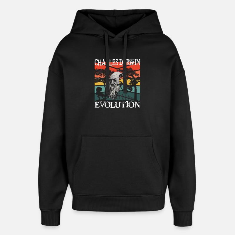 Charles Darwin Evolution textile gift idea - Oversized Unisex Hoodie by Stanley/Stella - black