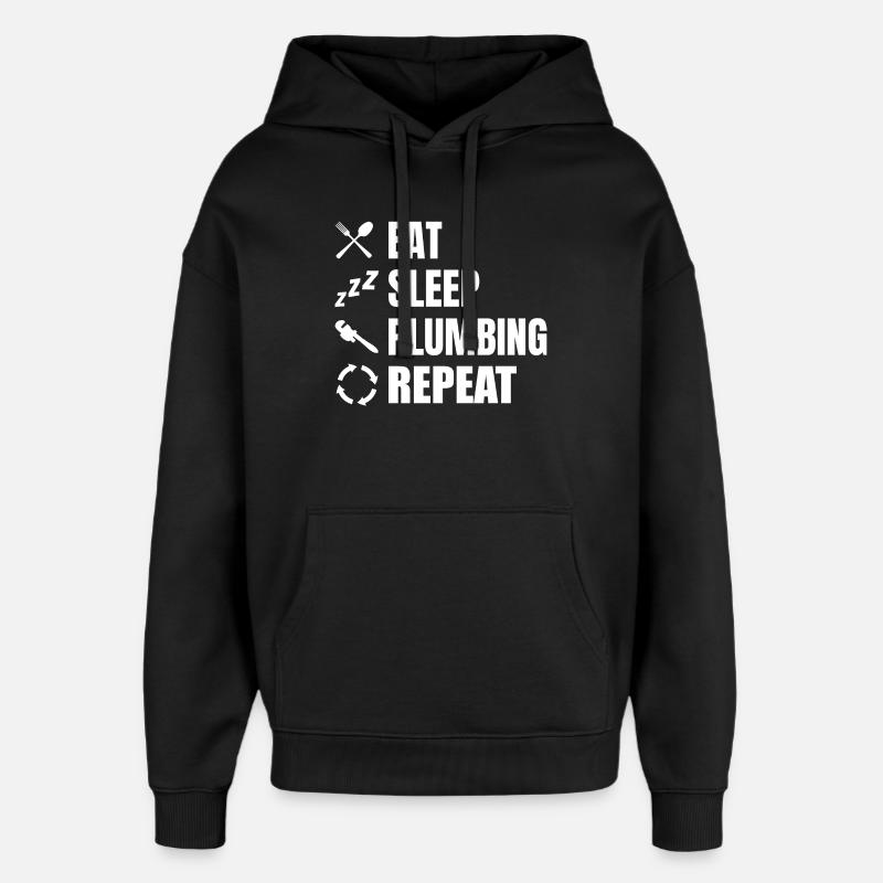 Manger, dormir, plomber, répéter - Sweat à capuche unisexe Stanley/Stella Oversized - noir