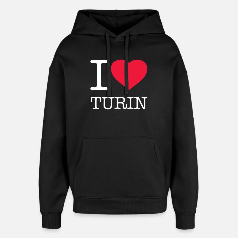 J’AIME TURIN - Sweat à capuche unisexe Stanley/Stella Oversized - noir