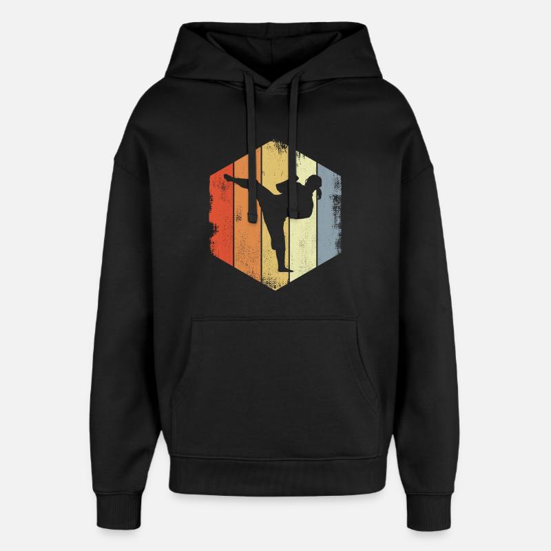 Dessin de fille de karaté - Sweat à capuche unisexe Stanley/Stella Oversized - noir