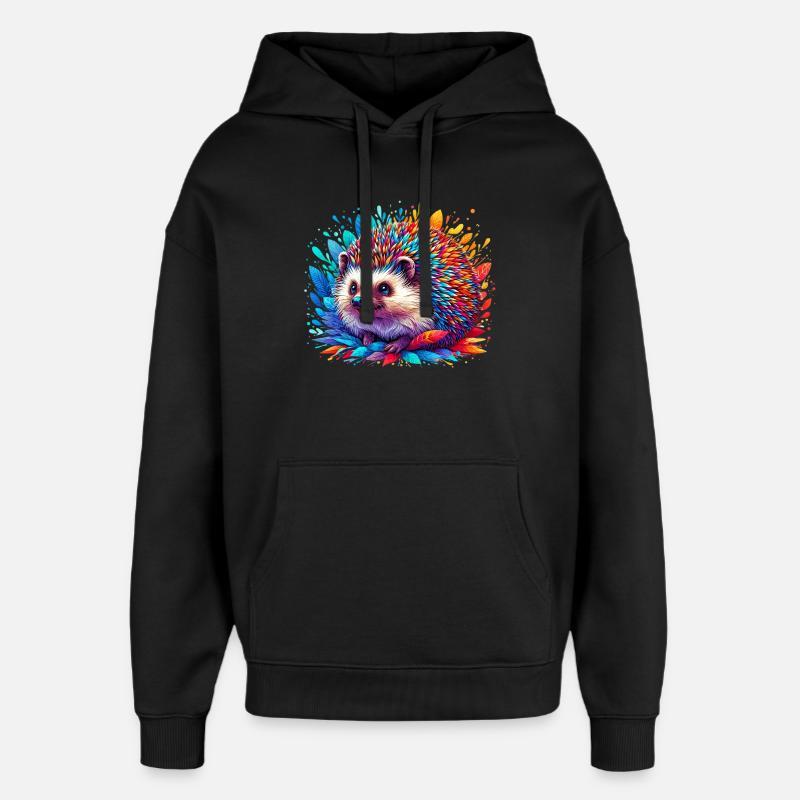Hedgehog - Oversized Unisex Hoodie by Stanley/Stella - black