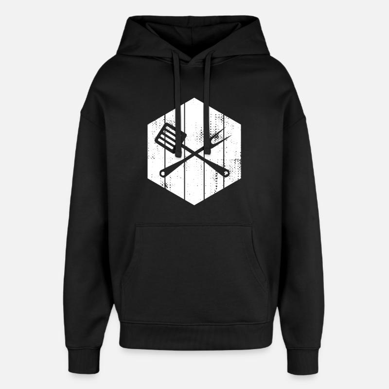 Cuillère et fourchette en bois - Sweat à capuche unisexe Stanley/Stella Oversized - noir