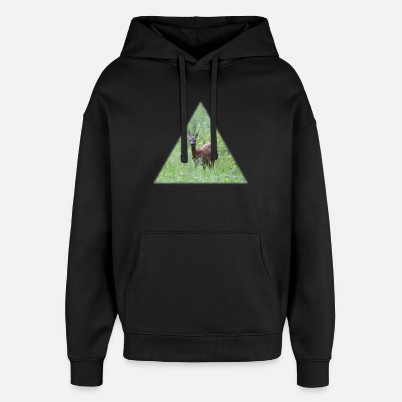 Cerf dans les hautes herbes - Sweat à capuche unisexe Stanley/Stella Oversized - noir