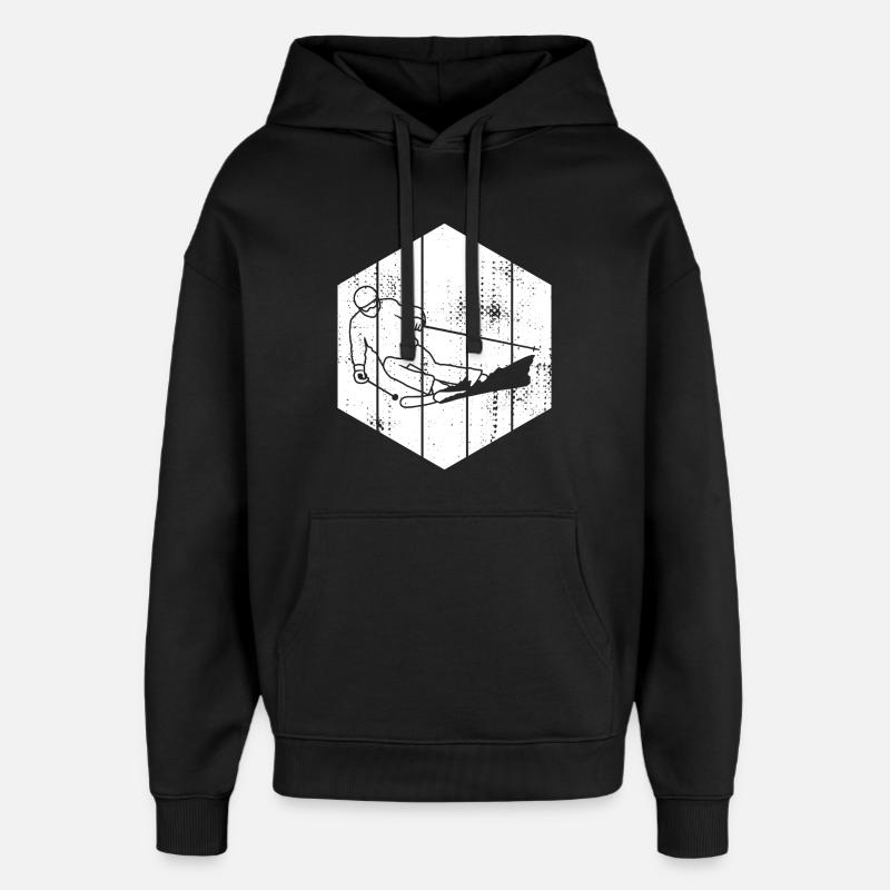 Dessin de skieur - Sweat à capuche unisexe Stanley/Stella Oversized - noir
