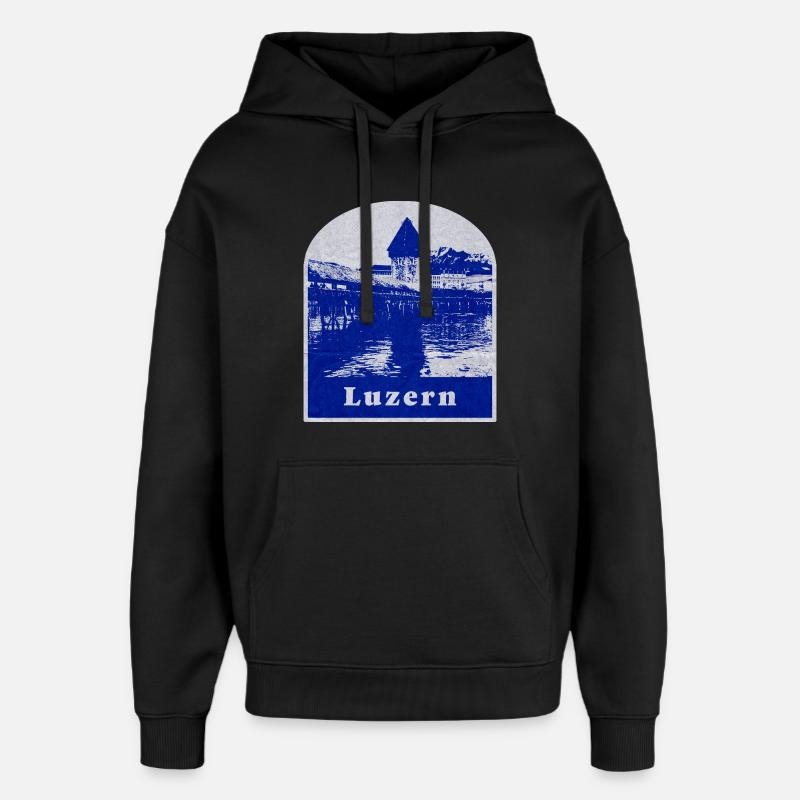 Lucerne, Suisse - Sweat à capuche unisexe Stanley/Stella Oversized - noir