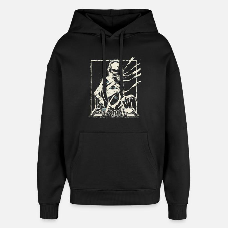 Futuristic DJ with Glitch Effects. - Oversized Unisex Hoodie by Stanley/Stella - black