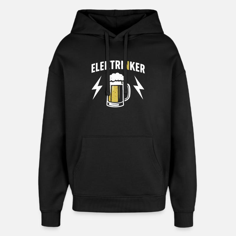 Elektrinker Bier & Blitz Geschenk Elektriker - Oversized Unisex Hoodie von Stanley/Stella - Schwarz