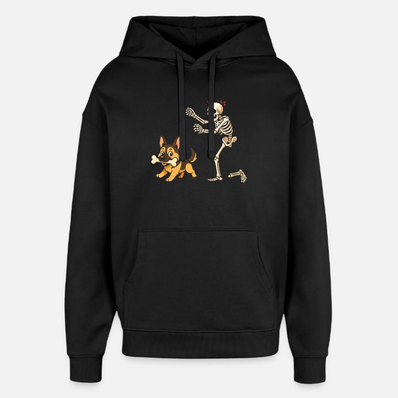 Squelette Chien Berger Allemand - Sweat à capuche unisexe Stanley/Stella Oversized - noir