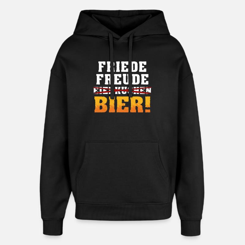 Frieden Freude Bier - Oversized Unisex Hoodie von Stanley/Stella - Schwarz