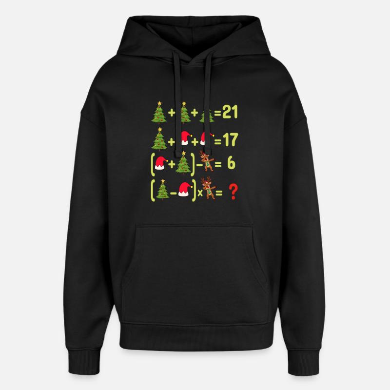 Sjov jul matematik lærer børn jule humor - Hættetrøje unisex Stanley/Stella Oversized - sort