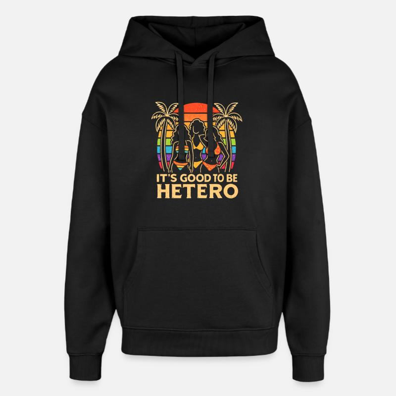 C’est bon d’être hétéro Sunset Trio - Sweat à capuche unisexe Stanley/Stella Oversized - noir