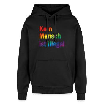Kein Mensch ist illegal – klare Haltung zeigen - Oversized Unisex Hoodie von Stanley/Stella - Schwarz - Vorne - AI Model Female 172 light (172cm) & AI Model Male 185 light (185cm)