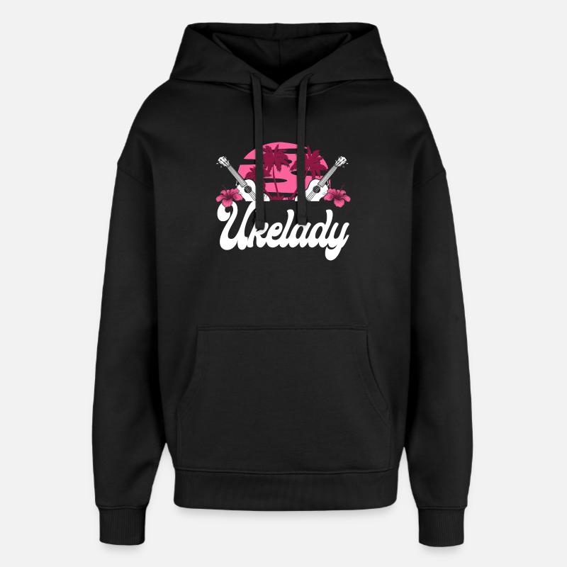 Ukulélé hawaïen Uke Ukelady - Sweat à capuche unisexe Stanley/Stella Oversized - noir