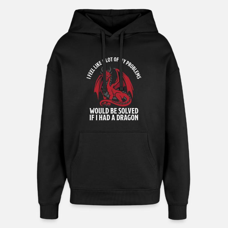Problems Solved Dragon Lovers Fantasy - Oversized Unisex Hoodie by Stanley/Stella - black