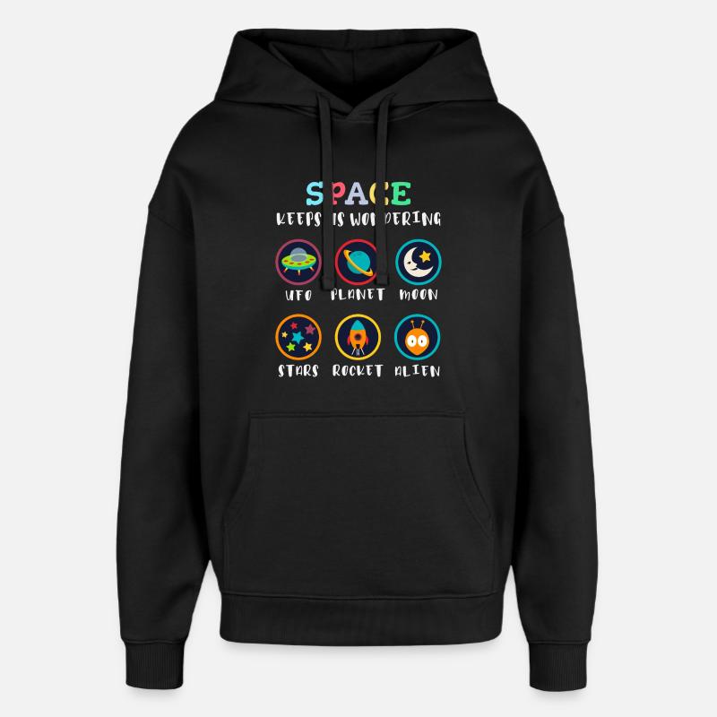 L’espace suscite la curiosité - Sweat à capuche unisexe Stanley/Stella Oversized - noir