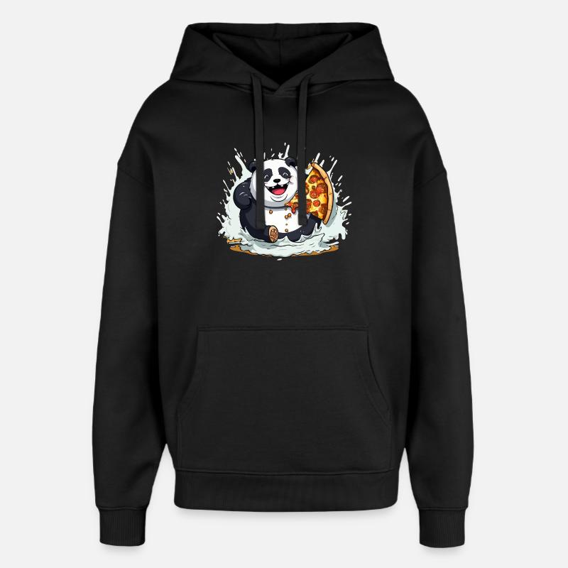 Panda Pizza Splash Cartoon - Oversized Unisex Hoodie von Stanley/Stella - Schwarz