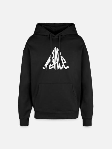 Peace Graffiti Heart Lettering - Oversized Unisex Hoodie by Stanley/Stella - black