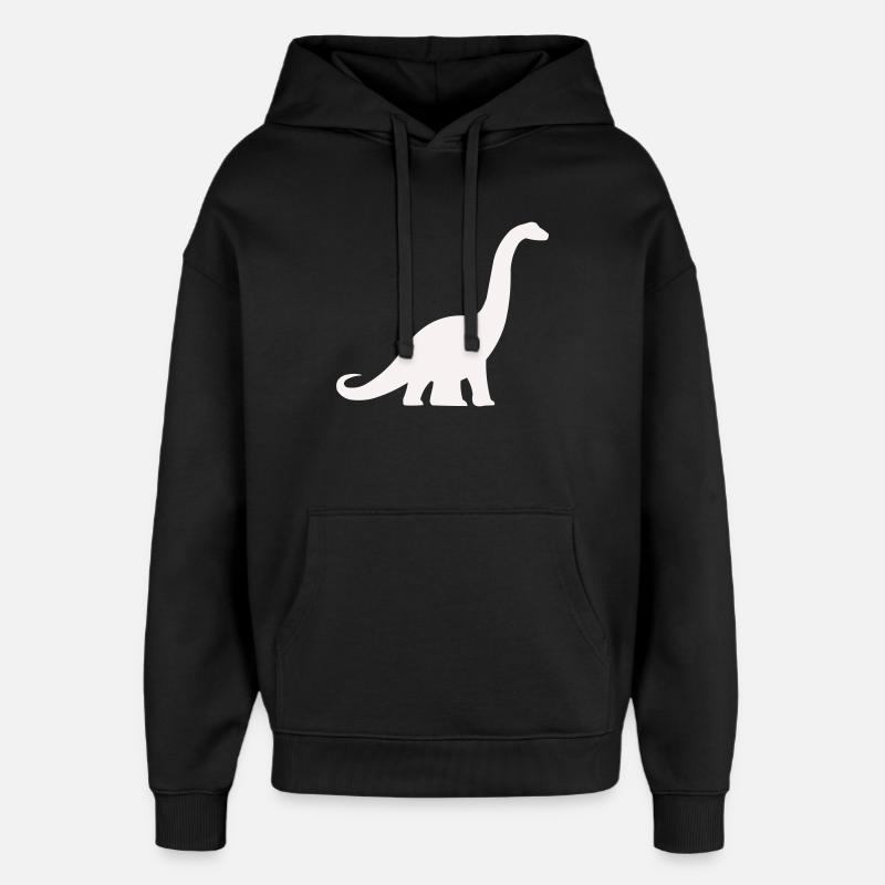 Dino silhuet med lang hals - Hættetrøje unisex Stanley/Stella Oversized - sort