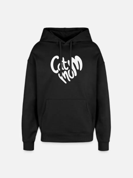 Cat Mom Heart Lettering - Oversized Unisex Hoodie by Stanley/Stella - black