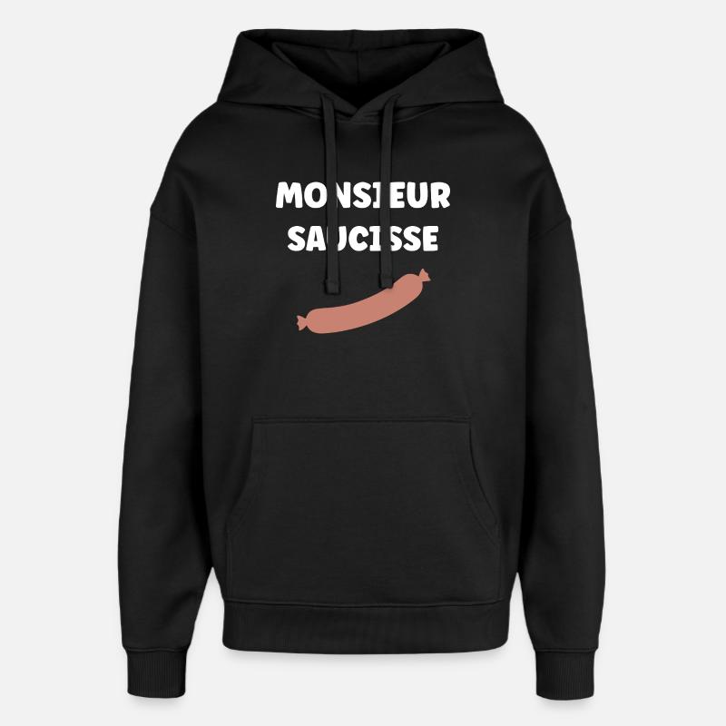 Monsieur Saucisse - Sweat à capuche unisexe Stanley/Stella Oversized - noir