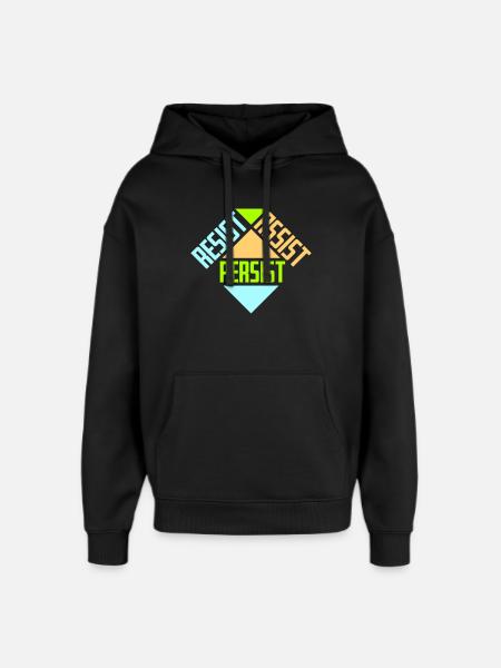 Resist Assist Persist Activism Motivation Logo - Oversized Unisex Hoodie by Stanley/Stella - black