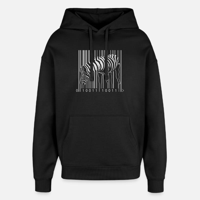 Zebra Barcode - Oversized Unisex Hoodie by Stanley/Stella - black