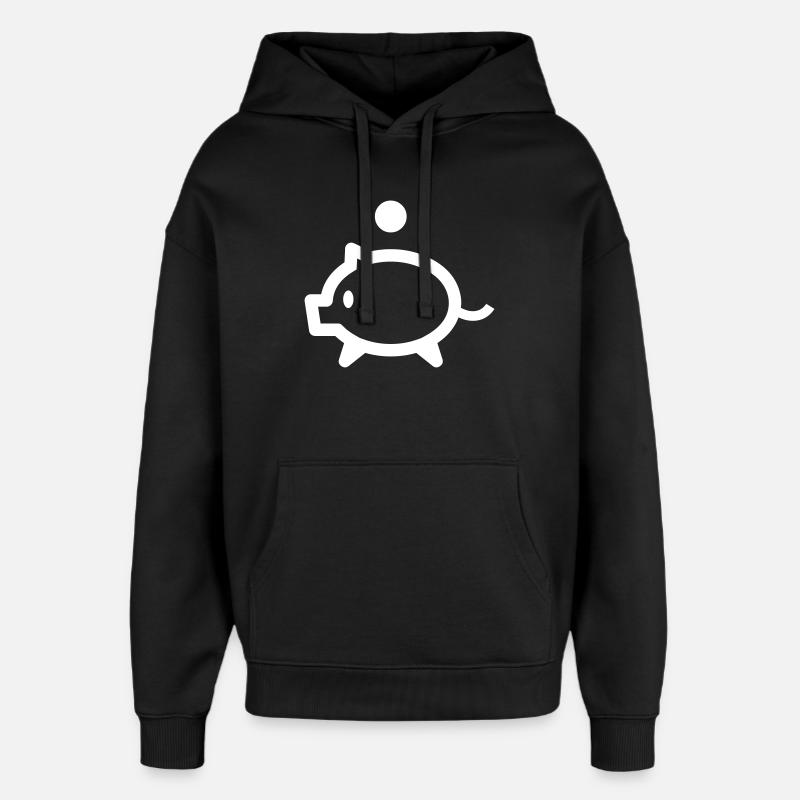 Sparschwein mit Münze - Oversized Unisex Hoodie von Stanley/Stella - Schwarz