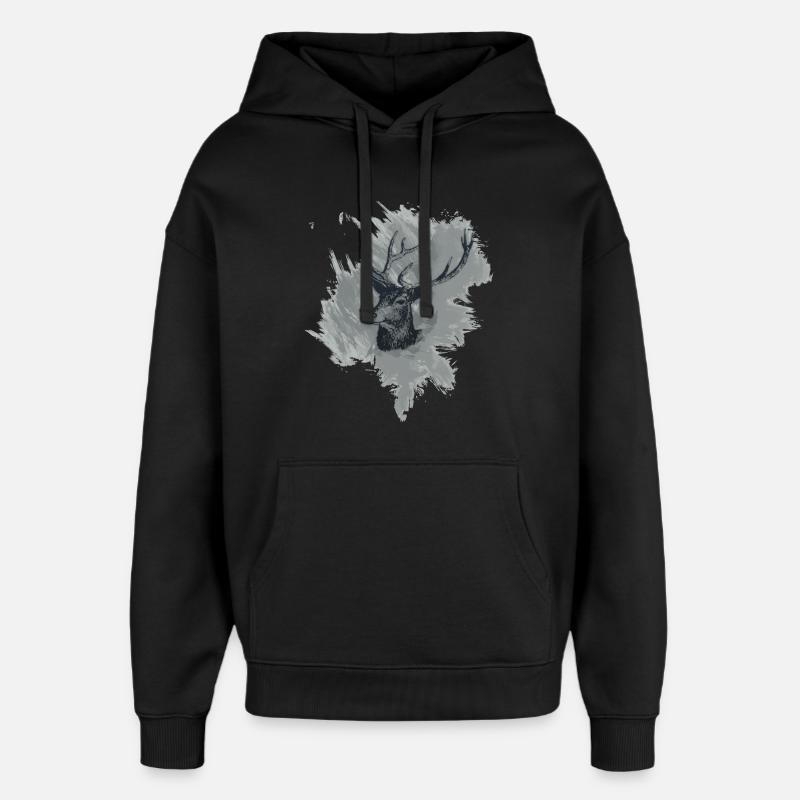Hirschkopf - Prachtexemplar - Oversized Unisex Hoodie von Stanley/Stella - Schwarz