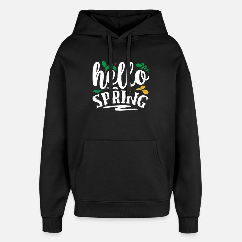Bonjour le printemps - Sweat à capuche unisexe Stanley/Stella Oversized - noir