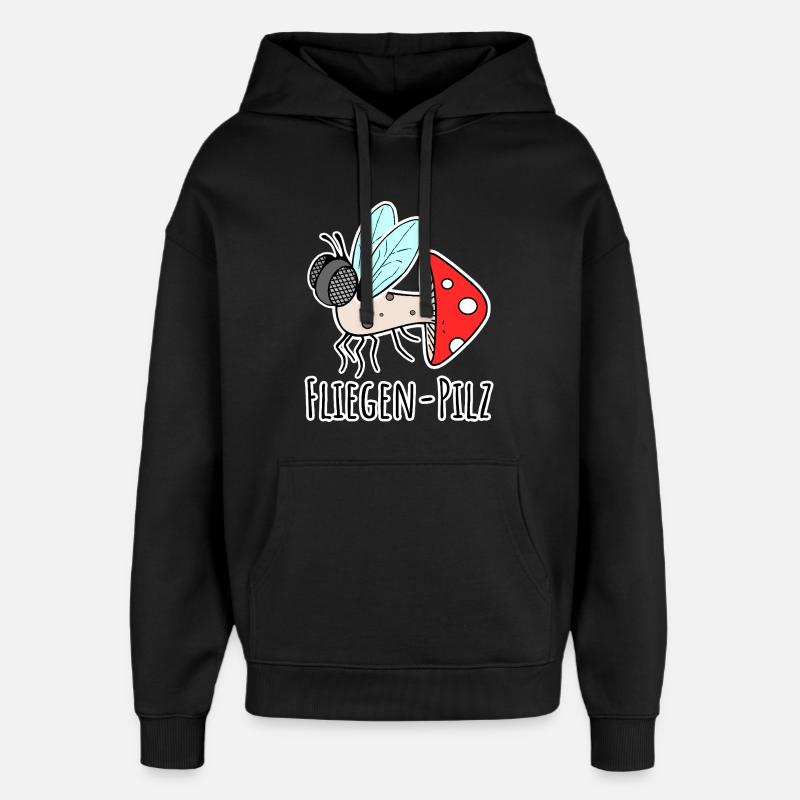 Fly agaric - half fly, half mushroom - Oversized Unisex Hoodie by Stanley/Stella - black