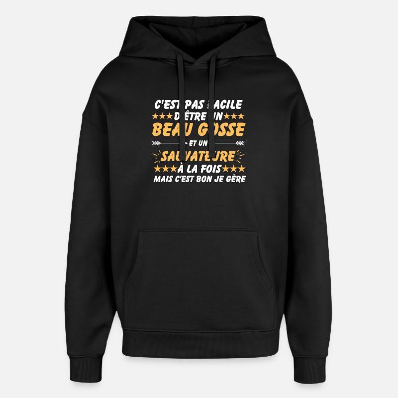 Beau Gosse Sauveteur Humour - Sweat à capuche unisexe Stanley/Stella Oversized - noir