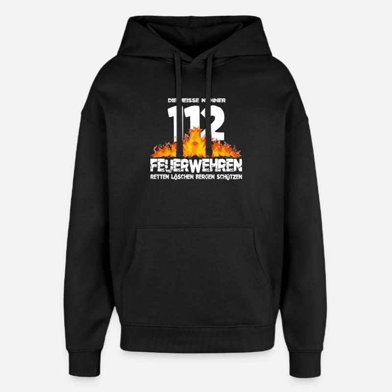 Pompiers 112 le numéro chaud - Sweat à capuche unisexe Stanley/Stella Oversized - noir