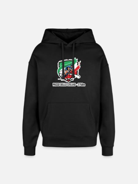 Passo Dello Stelvio Rider Badge 2758m - Oversized Unisex Hoodie by Stanley/Stella - black