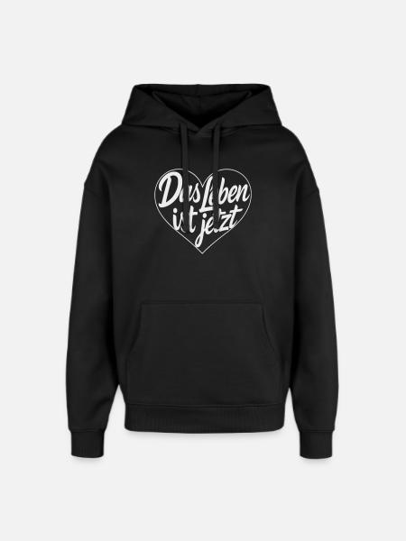 Das Leben ist Jetzt Herz - Oversized Unisex Hoodie von Stanley/Stella - Schwarz