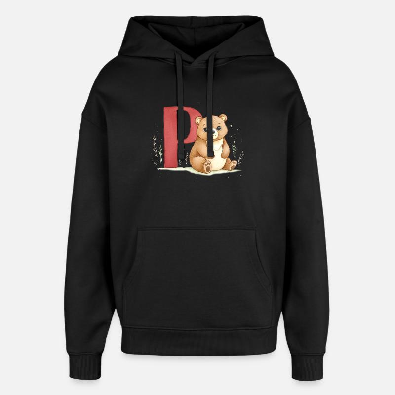 Bär mit Buchstabe P - Oversized Unisex Hoodie von Stanley/Stella - Schwarz