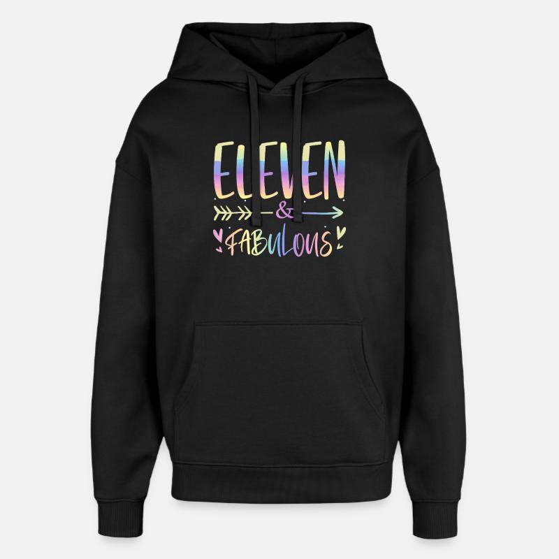 Eleven & Fabulous Rainbow Script - Oversized Unisex Hoodie by Stanley/Stella - black