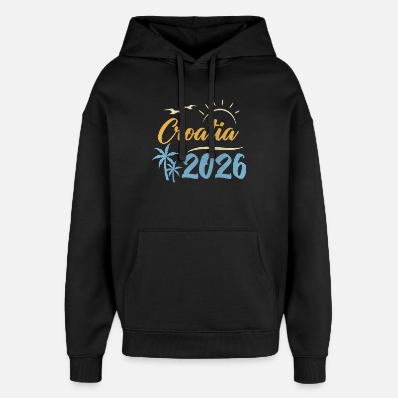 Croatie 2026 - Sweat à capuche unisexe Stanley/Stella Oversized - noir