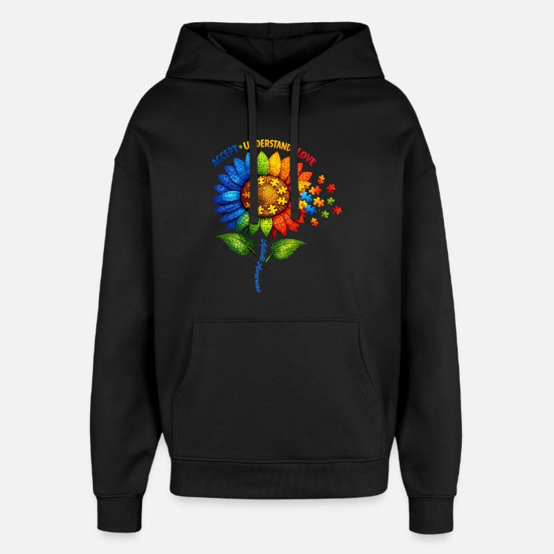 Autismus-Bewusstsein-Sonnenblume - Oversized Unisex Hoodie von Stanley/Stella - Schwarz