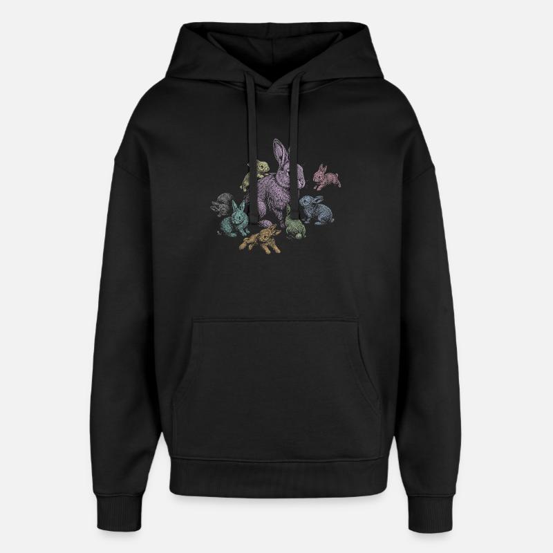Rabbit - Oversized Unisex Hoodie by Stanley/Stella - black