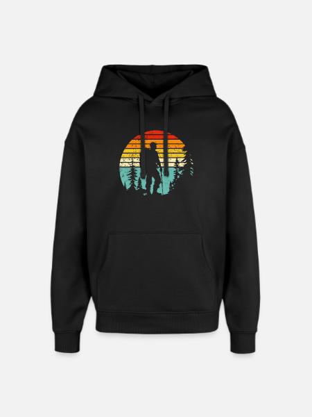 Wanderer-Silhouette zur Retro-Schlafenszeit - Oversized Unisex Hoodie von Stanley/Stella - Schwarz
