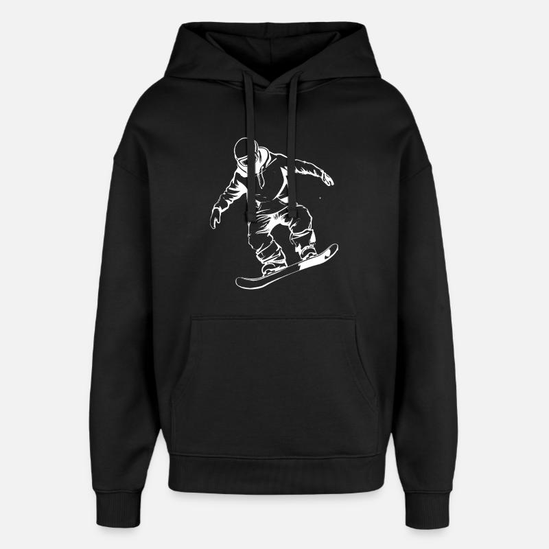 Dessin de snowboarder - Sweat à capuche unisexe Stanley/Stella Oversized - noir