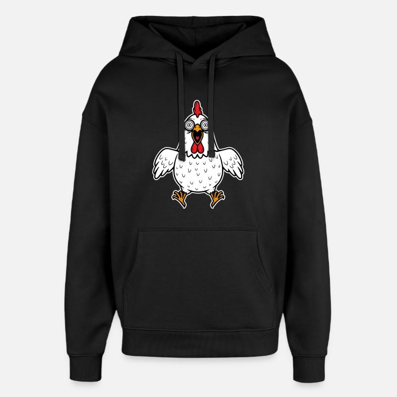 kylling gale kyllinger fjærkre hane høne - Stanley/Stella Oversized Hettegenser unisex - svart