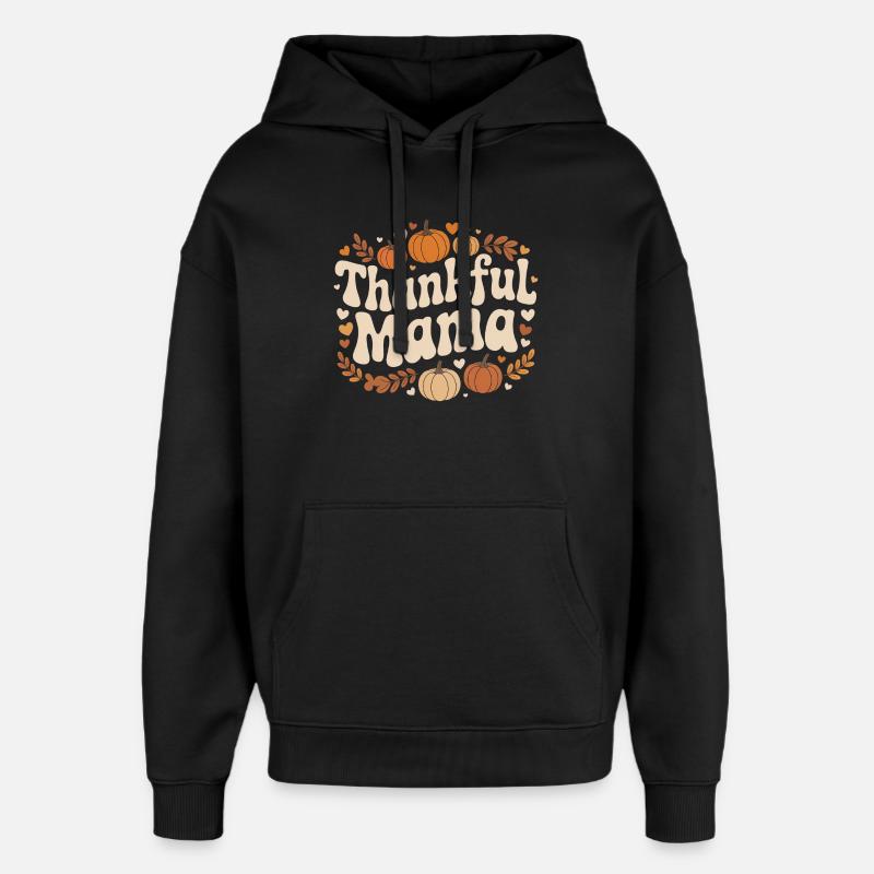 Maman reconnaissante Automne Citrouilles Coeurs Amour - Sweat à capuche unisexe Stanley/Stella Oversized - noir