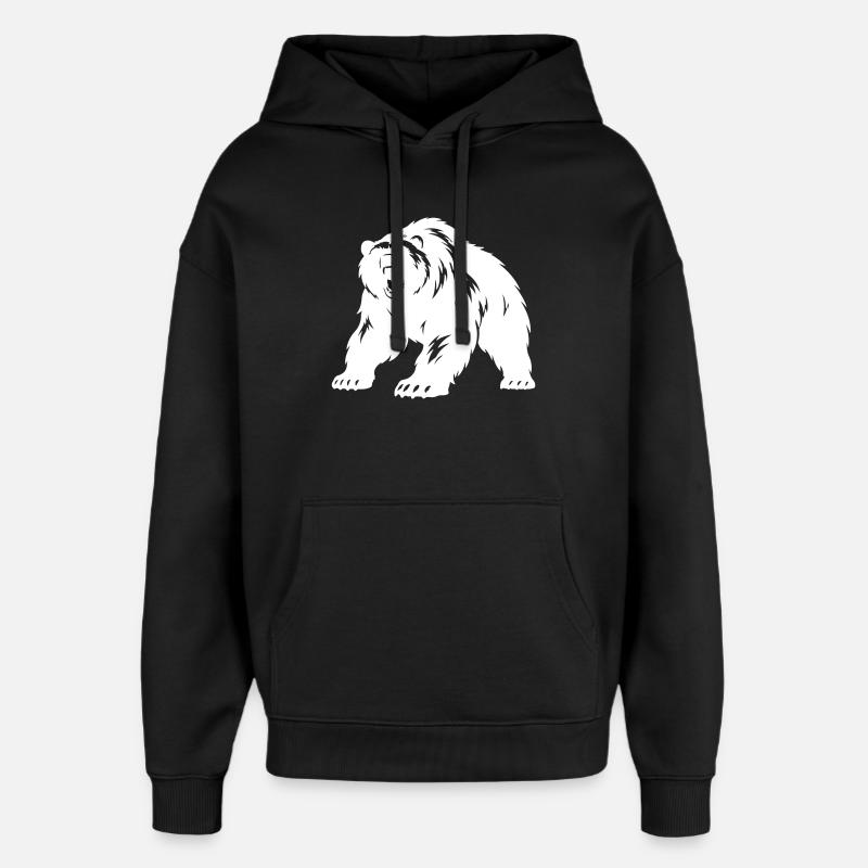 Silhouette de l’ours grizzli - Sweat à capuche unisexe Stanley/Stella Oversized - noir