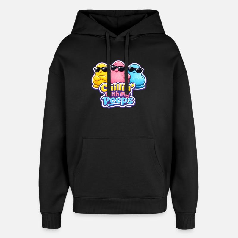 Chick, Spring, Flowers, Summer, Easter, Garden - Oversized Unisex Hoodie by Stanley/Stella - black
