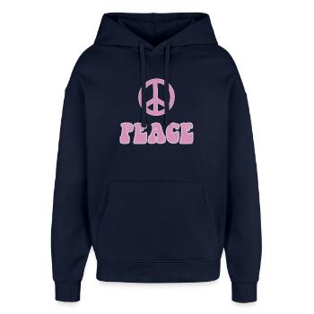 Flower Power de style rétro hippie Peace Symbol - Sweat à capuche unisexe Stanley/Stella Oversized - marine - Devant - AI Model Female 172 light (172cm) & AI Model Male 185 light (185cm)