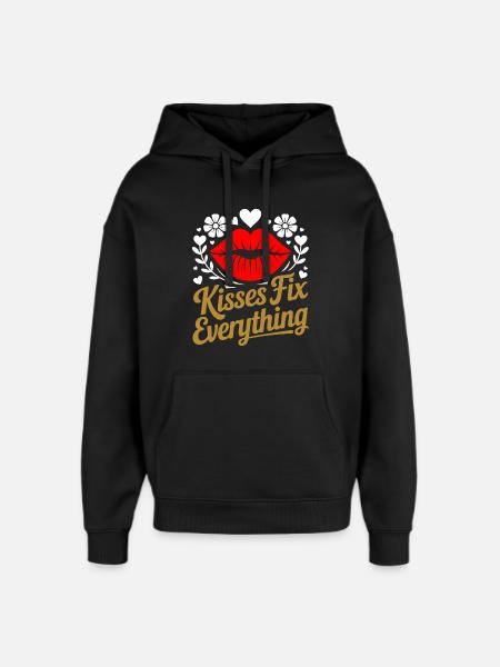 Kisses heal everything - Oversized Unisex Hoodie by Stanley/Stella - black