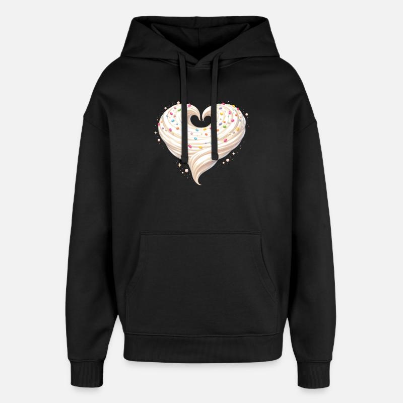 Cream Heart Bak-söt design - Stanley/Stella Oversized Huvtröja Unisex - svart